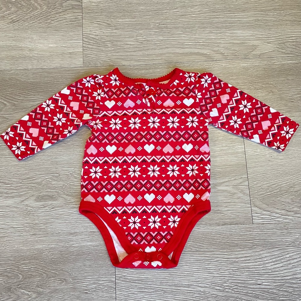 Garanimals red Christmas pattern Onesie